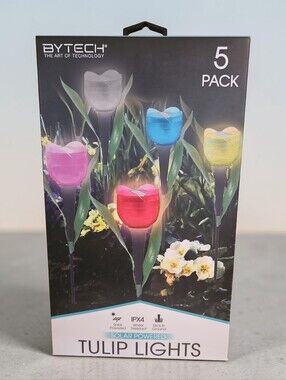BYTECH Tulip Solar Garden Lights - Multicolor 5-Pack